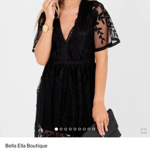 Bella Ella Boutique Sheer Black Mini Dress